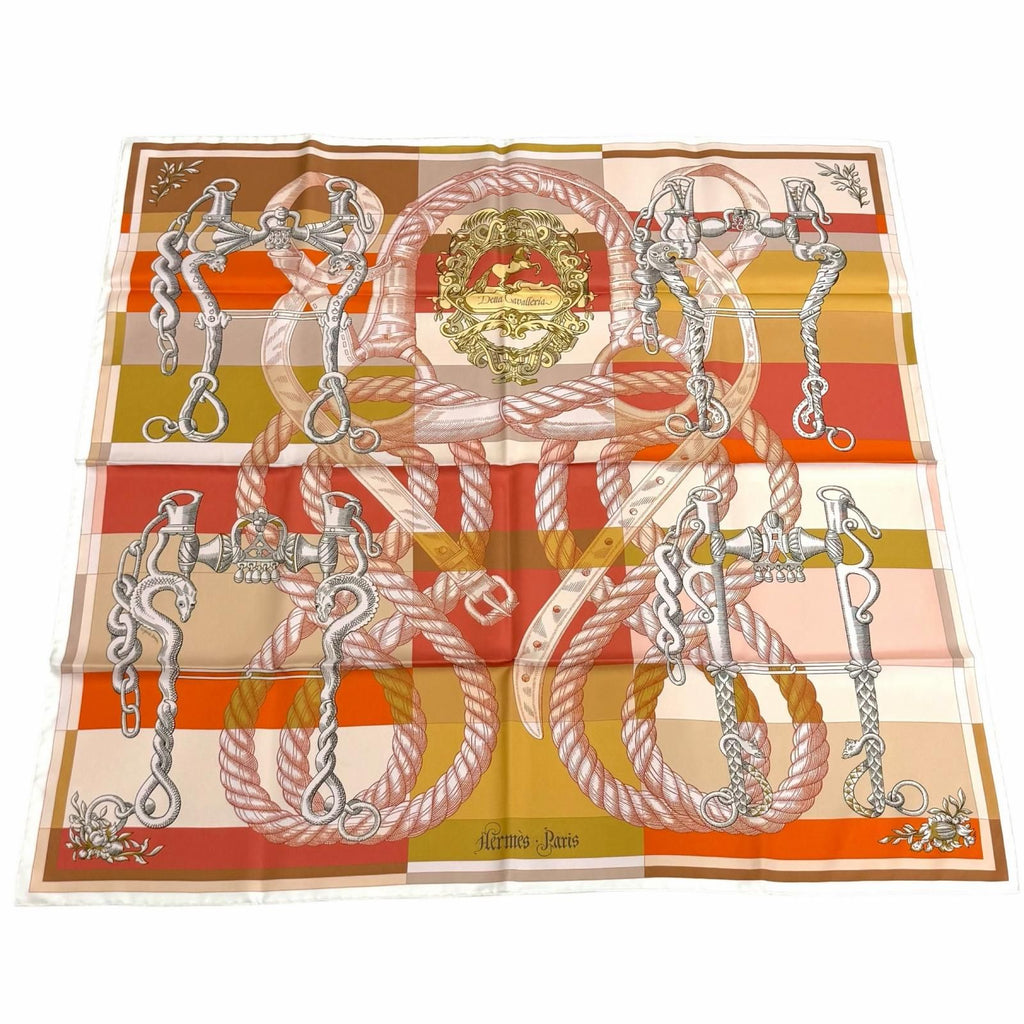 Hermes Carre 90 Gavroche Della Cavalleria Silk 100% Double Face Scarf Multi