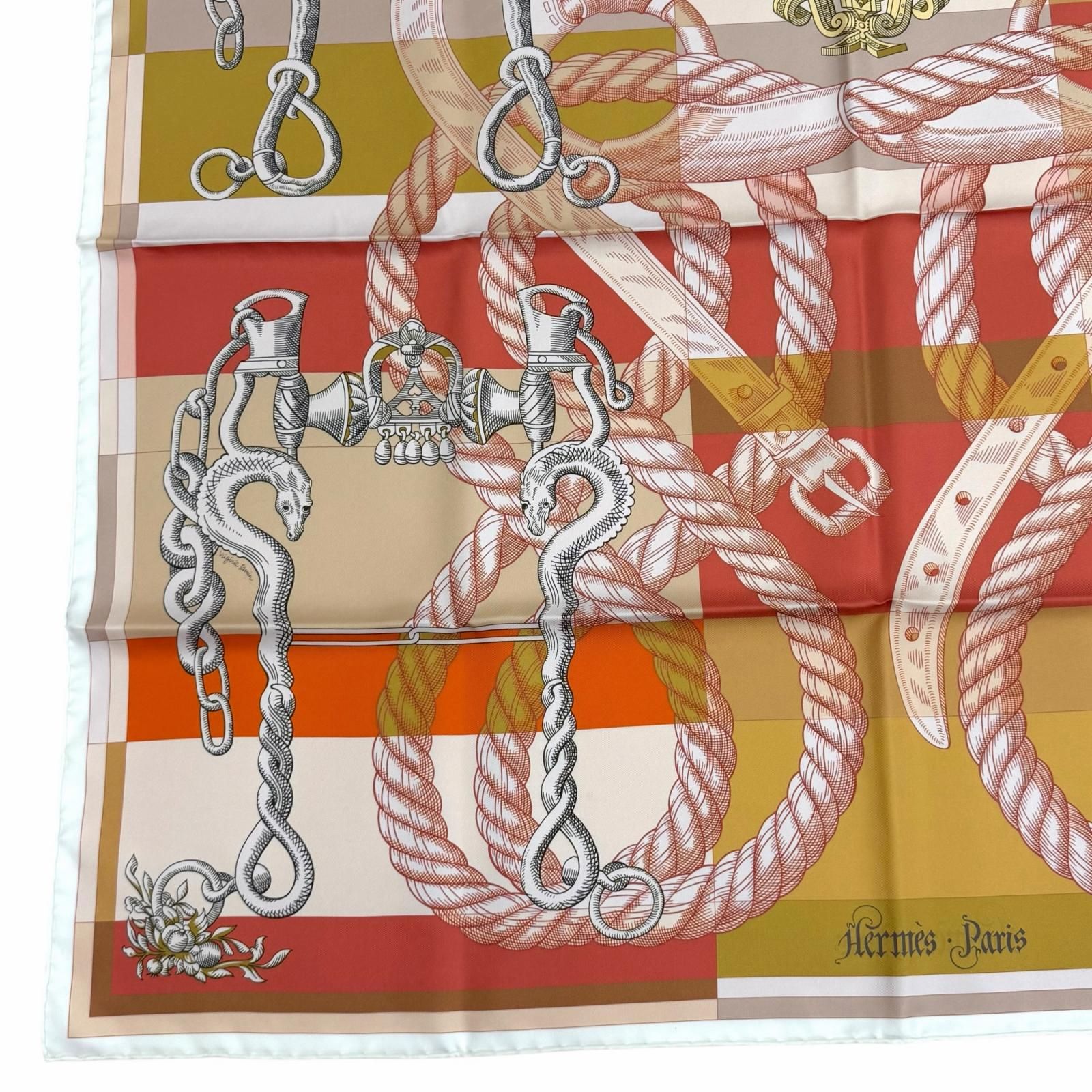 Hermes Carre 90 Gavroche Della Cavalleria Silk 100% Double Face Scarf Multi — view 7