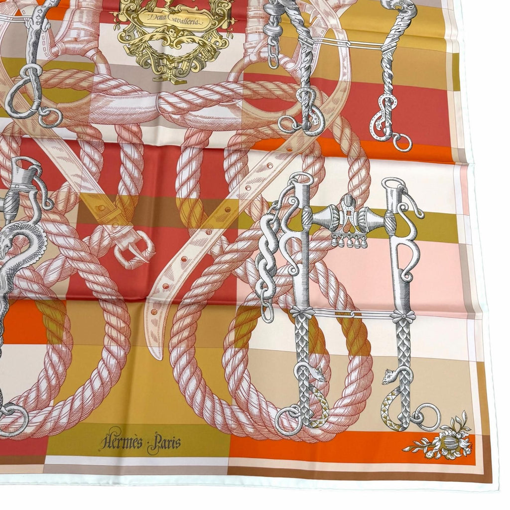 Hermes Carre 90 Gavroche Della Cavalleria Silk 100% Double Face Scarf Multi — view 6