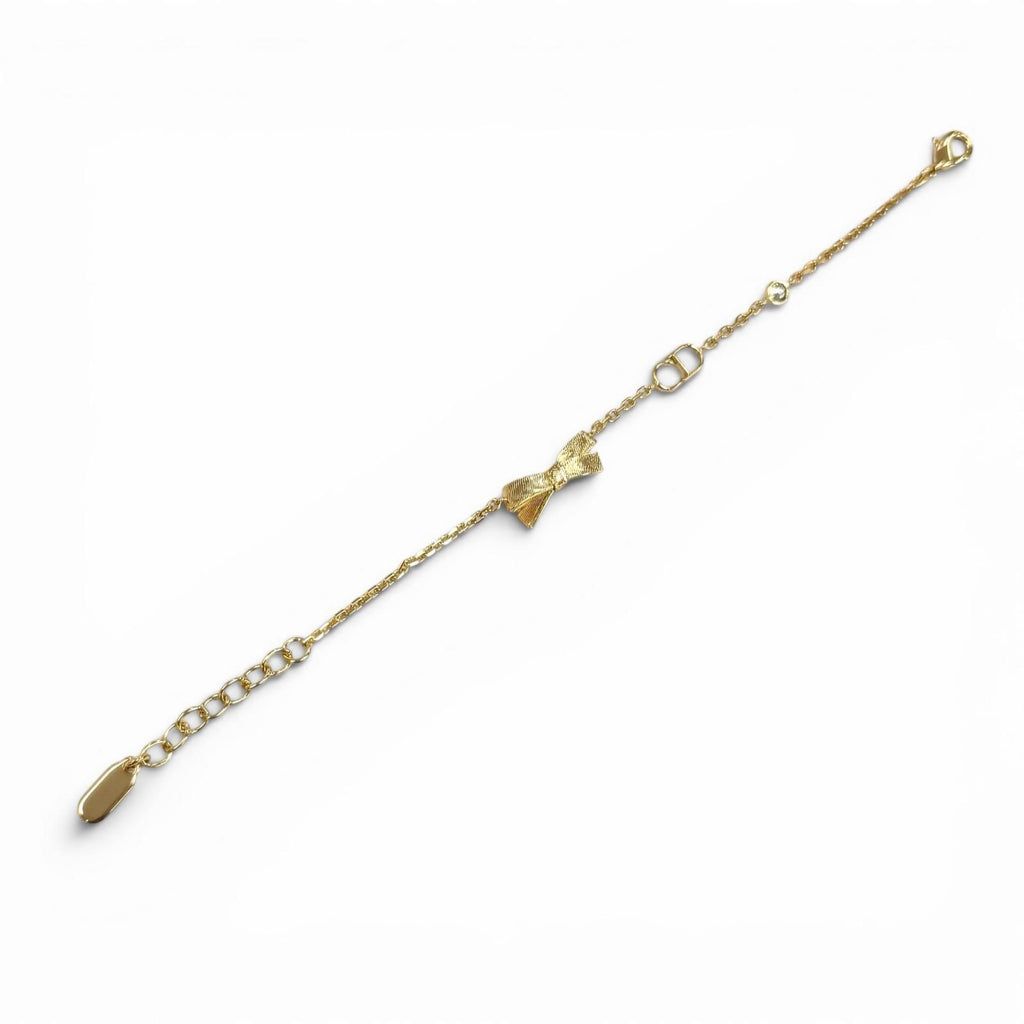Dior CD Bow 17 cm CD Ribbon Rhinestone Bracelet Gold — view 4