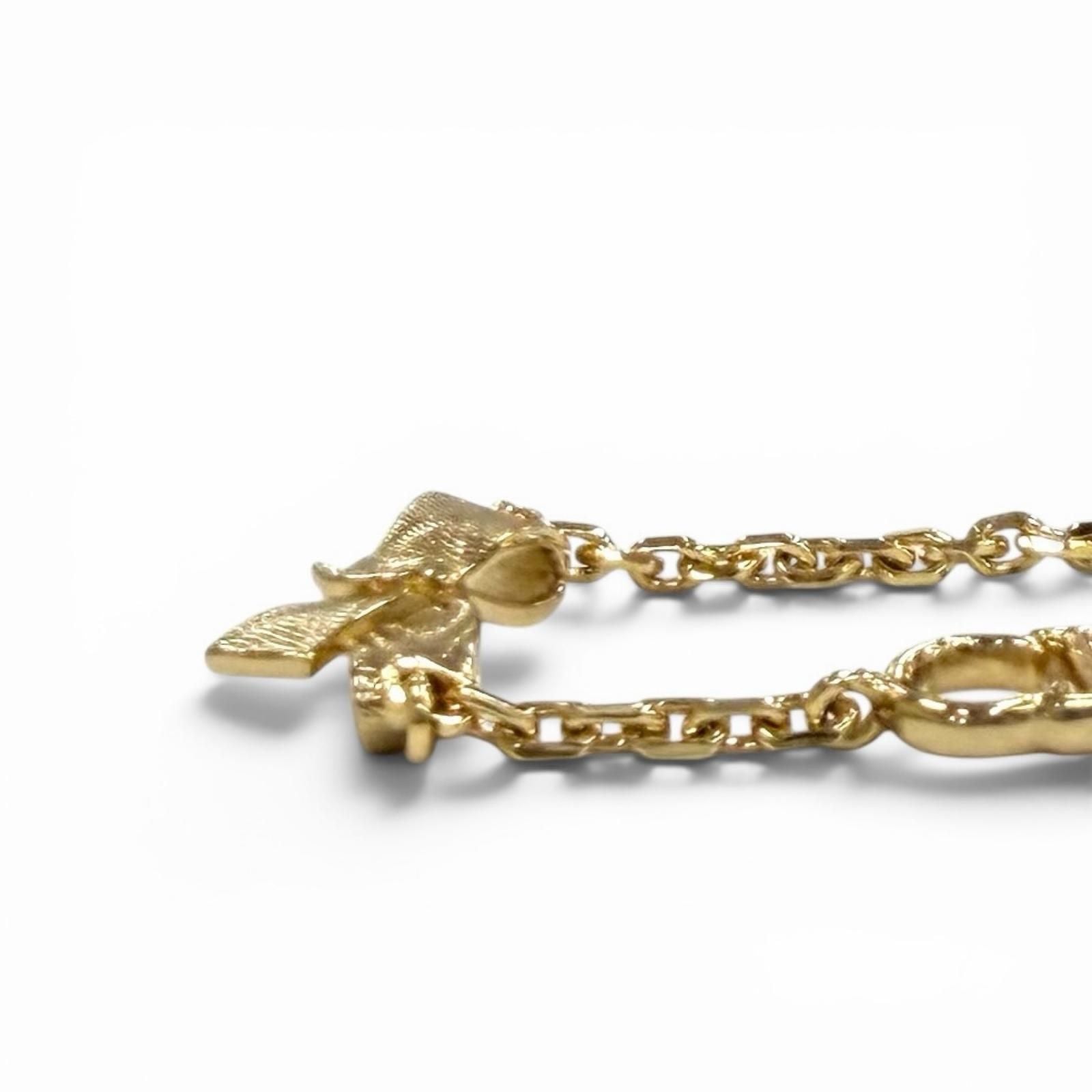Dior CD Bow 17 cm CD Ribbon Rhinestone Bracelet Gold — view 5
