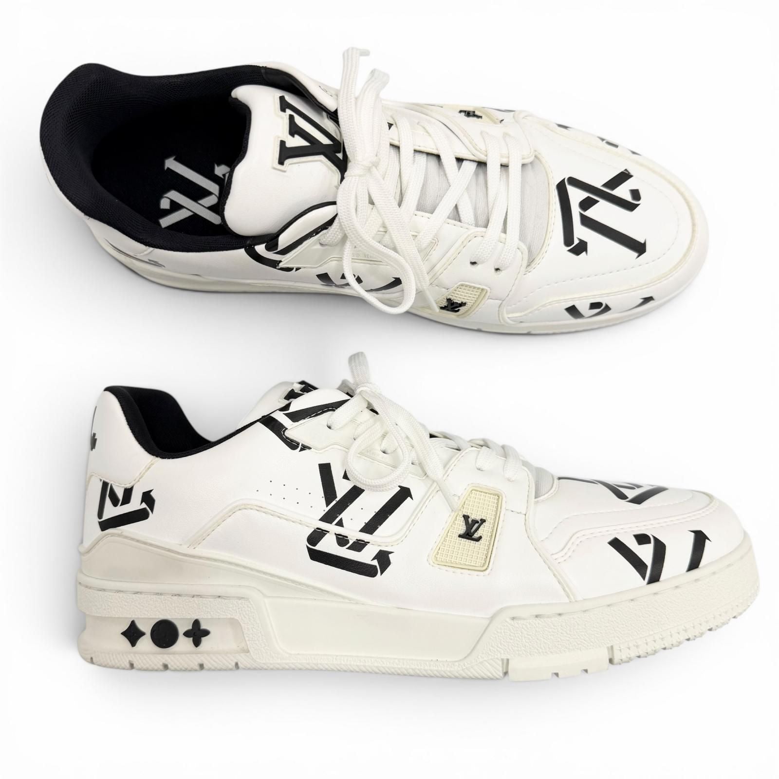 Louis Vuitton LV Trainer Line Upcycled Leather LV Logo Low Cut Sneakers White — view 5