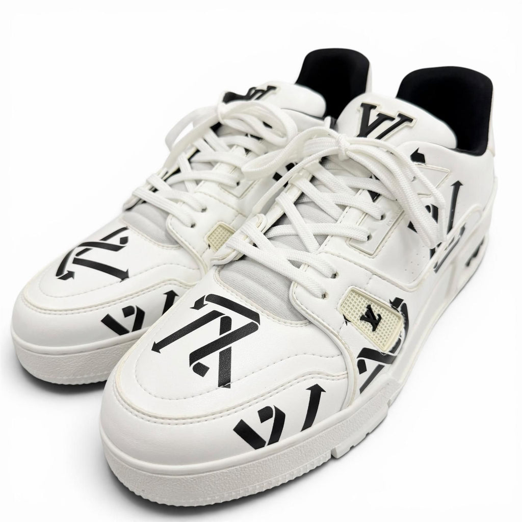 Louis Vuitton LV Trainer Line Upcycled Leather LV Logo Low Cut Sneakers White