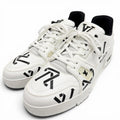 Louis Vuitton LV Trainer Line Upcycled Leather LV Logo Low Cut Sneakers White