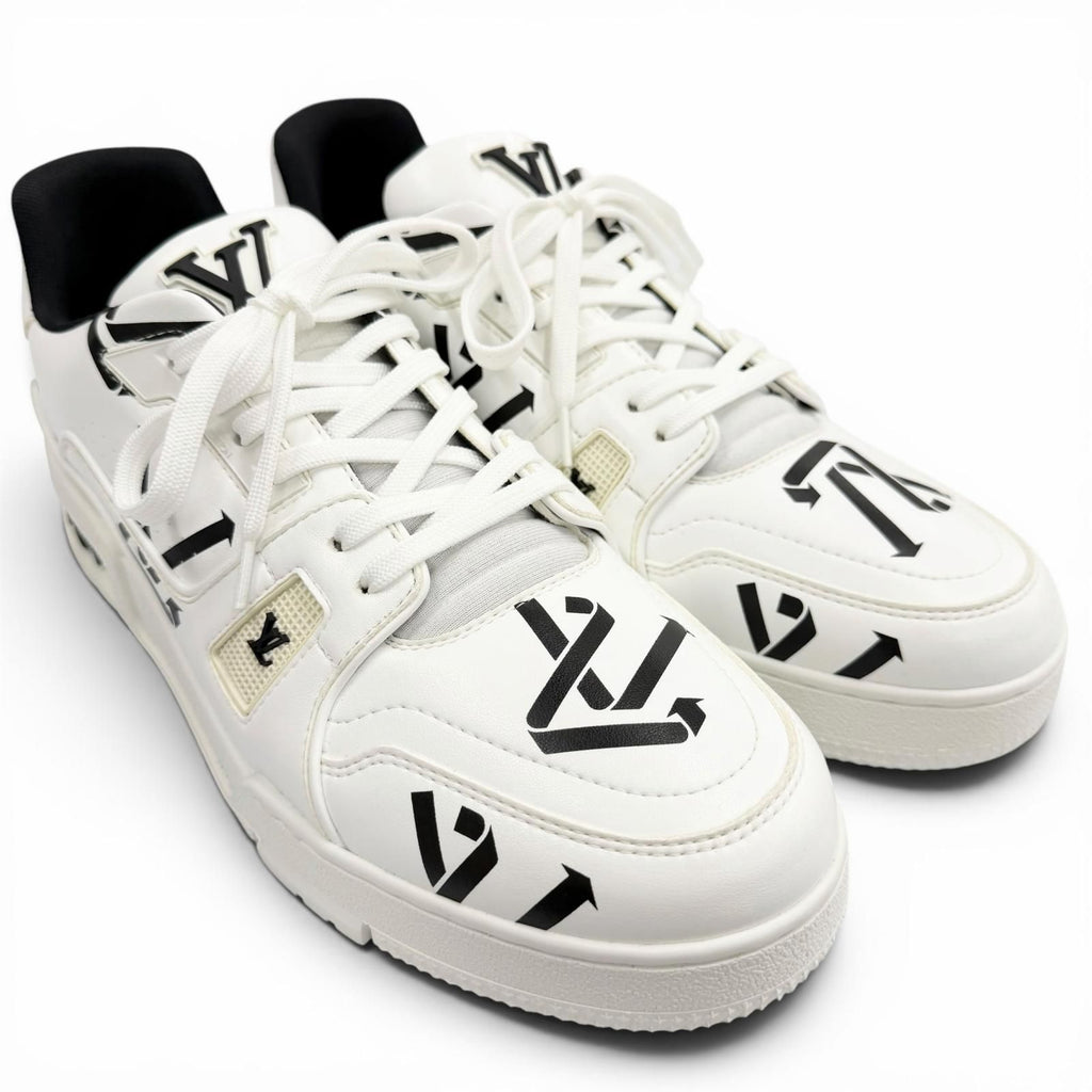 Louis Vuitton LV Trainer Line Upcycled Leather LV Logo Low Cut Sneakers White — view 2