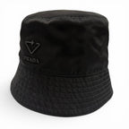 Prada Re-Nylon Triangle Logo Hat Bucket Hat Black