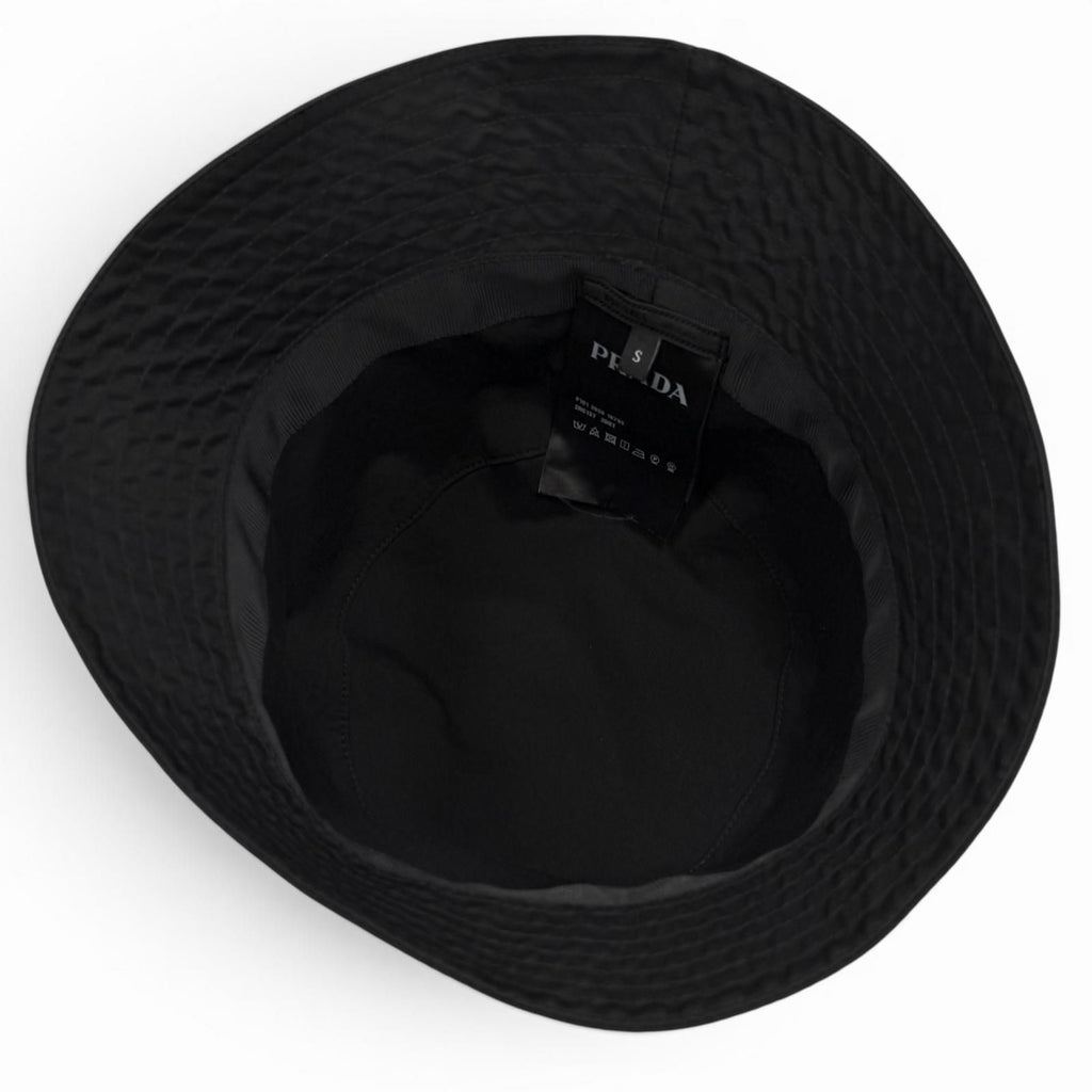 Prada Re-Nylon Triangle Logo Hat Bucket Hat Black — view 6
