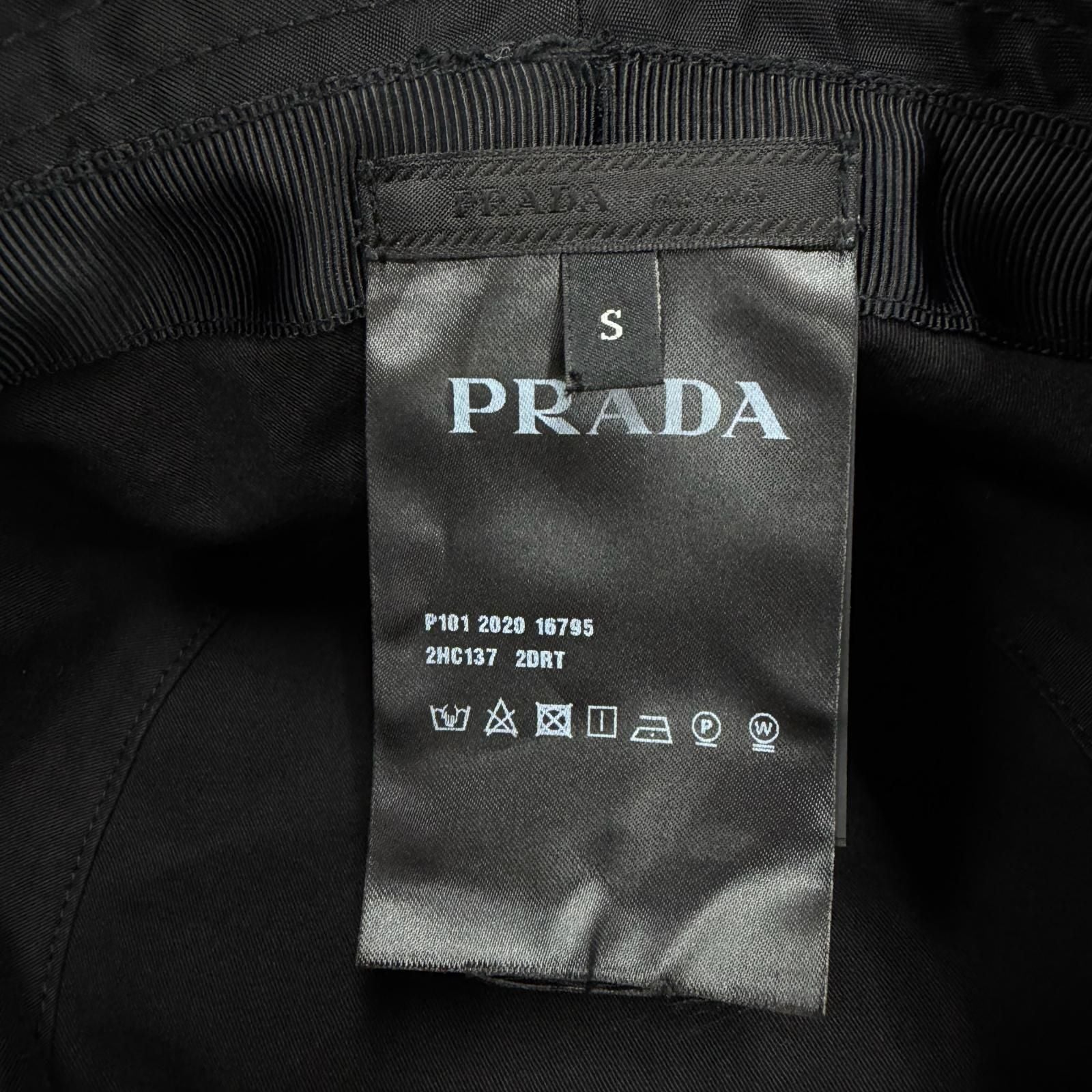 Prada Re-Nylon Triangle Logo Hat Bucket Hat Black — view 8