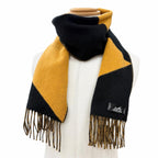 Hermes Cashmere Bicolor Shawl Scarf with Fringe Black Yellow UK — view 2