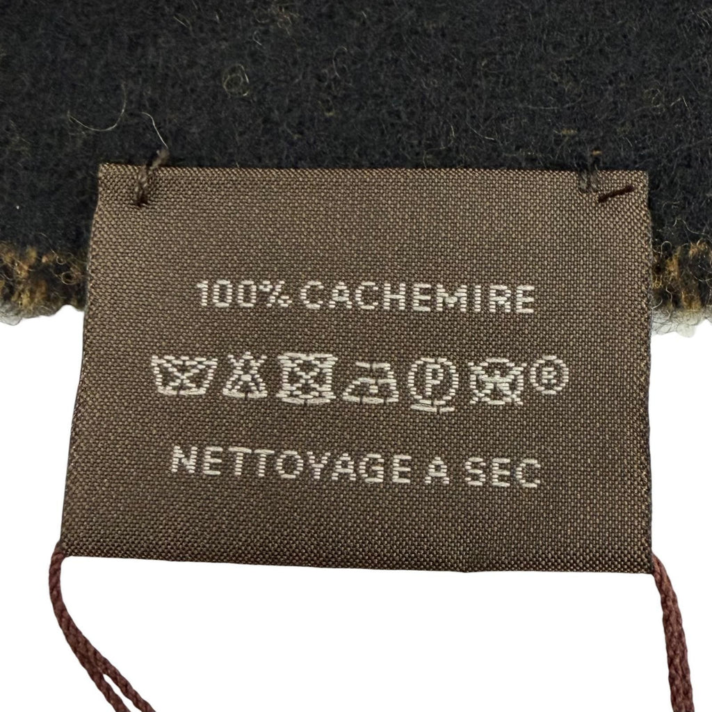 Hermes Cashmere Bicolor Shawl Scarf with Fringe Black Yellow UK — view 7
