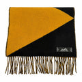 Hermes Cashmere Bicolor Shawl Scarf with Fringe Black Yellow UK
