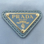 Prada Triangle Logo Re-Nylon Partial Leather Drawstring Bag Handbag Light Blue — view 7