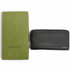 Gucci Logo Zip Around Wallet Leather Simple Black Silver — view 2