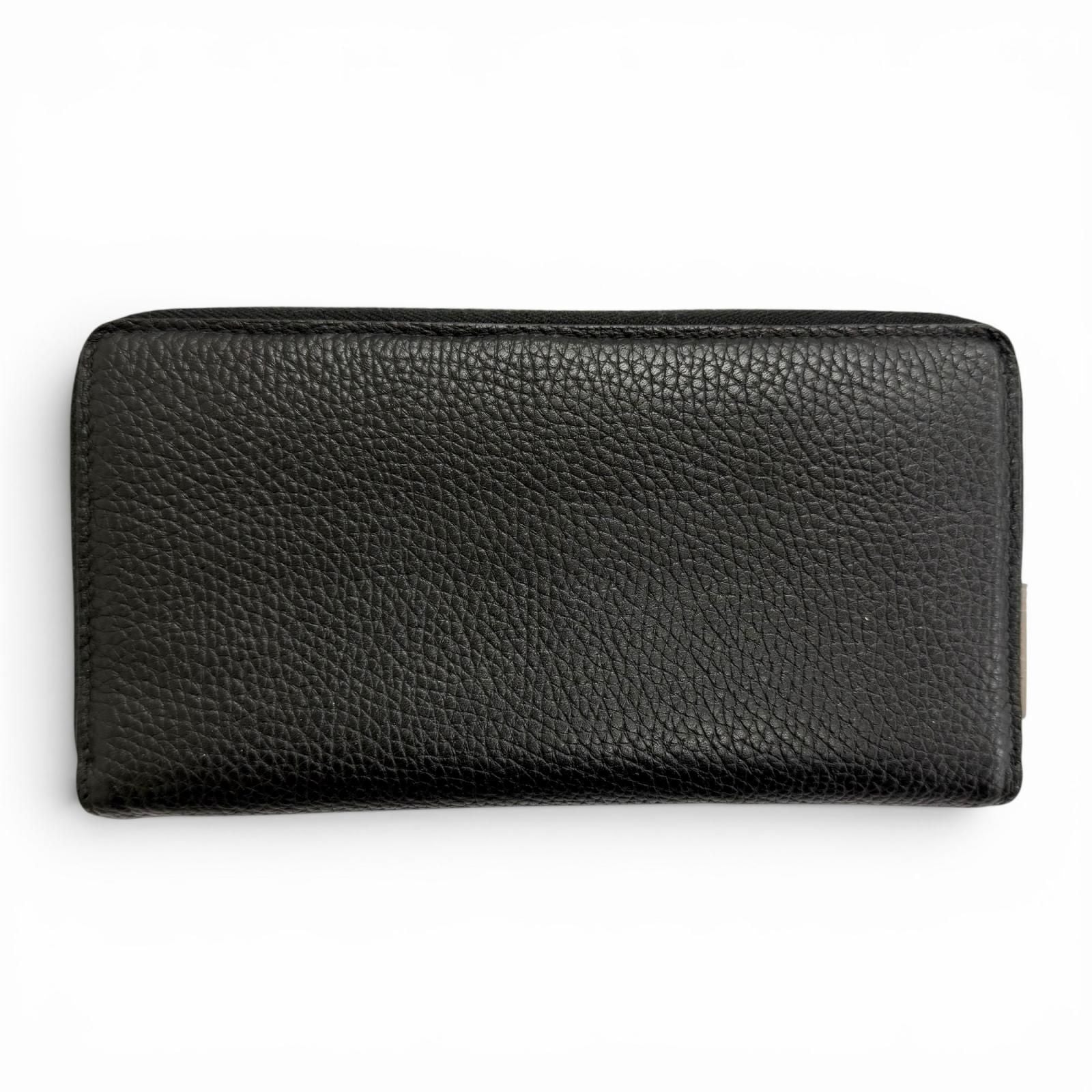 Gucci Logo Zip Around Wallet Leather Simple Black Silver — view 3