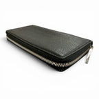 Gucci Logo Zip Around Wallet Leather Simple Black Silver — view 4