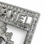 Chanel Emblem Logo CC Rhinestone Brooch Silver — view 7