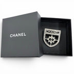 Chanel Emblem Logo CC Rhinestone Brooch Silver — view 2