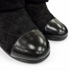 Chanel CC Logo Heart Clover Suede Leather Short Boots Black — view 8