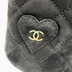 Chanel CC Logo Heart Clover Suede Leather Short Boots Black — view 9