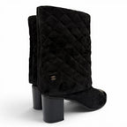 Chanel CC Logo Heart Clover Suede Leather Short Boots Black — view 3