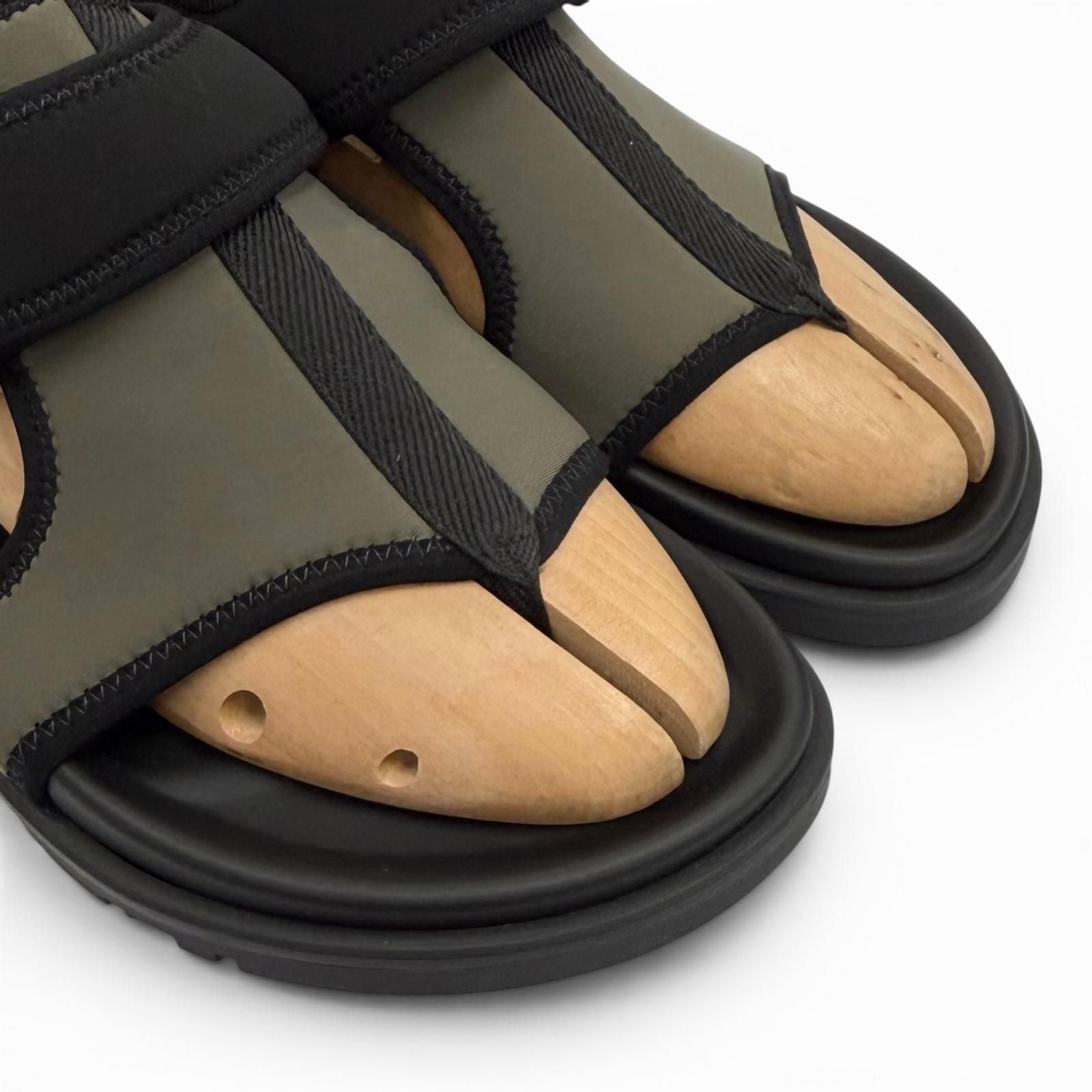 Hermes Giorno Leather Velcro Sports Sandals Khaki Blue — view 8