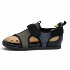Hermes Giorno Leather Velcro Sports Sandals Khaki Blue — view 5