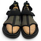 Hermes Giorno Leather Velcro Sports Sandals Khaki Blue — view 4