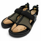 Hermes Giorno Leather Velcro Sports Sandals Khaki Blue