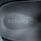 Hermes Giorno Leather Velcro Sports Sandals Khaki Blue — view 9