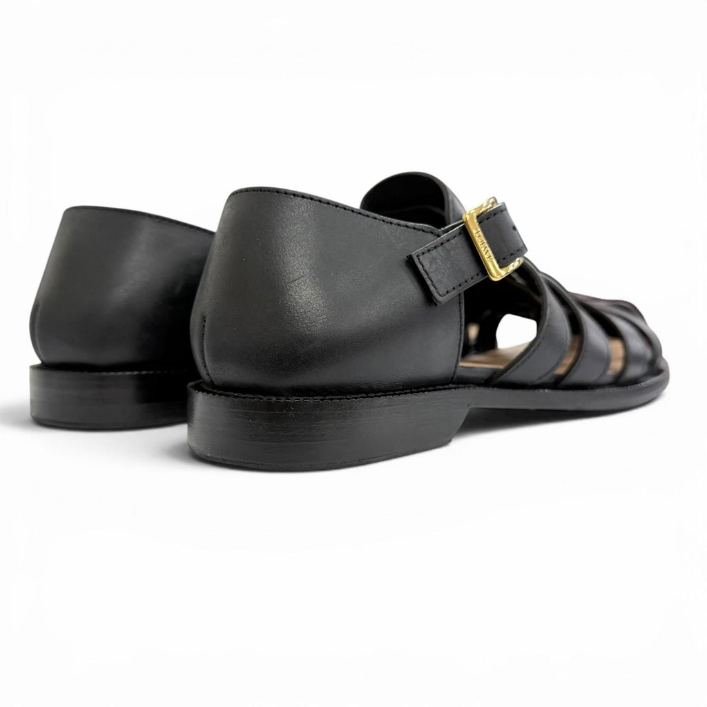Loewe Campo Sandal Leather Logo Buckle Guruka Sandals Flat Black .5 cm — view 7