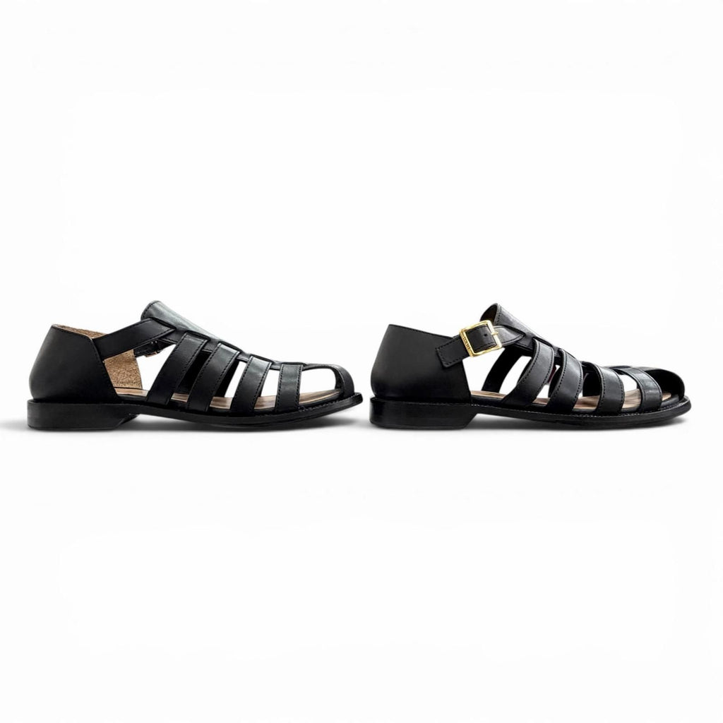 Loewe Campo Sandal Leather Logo Buckle Guruka Sandals Flat Black .5 cm — view 4