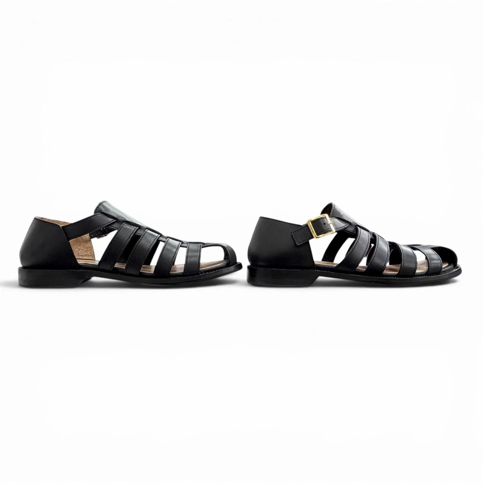 Loewe Campo Sandal Leather Logo Buckle Guruka Sandals Flat Black .5 cm — view 4