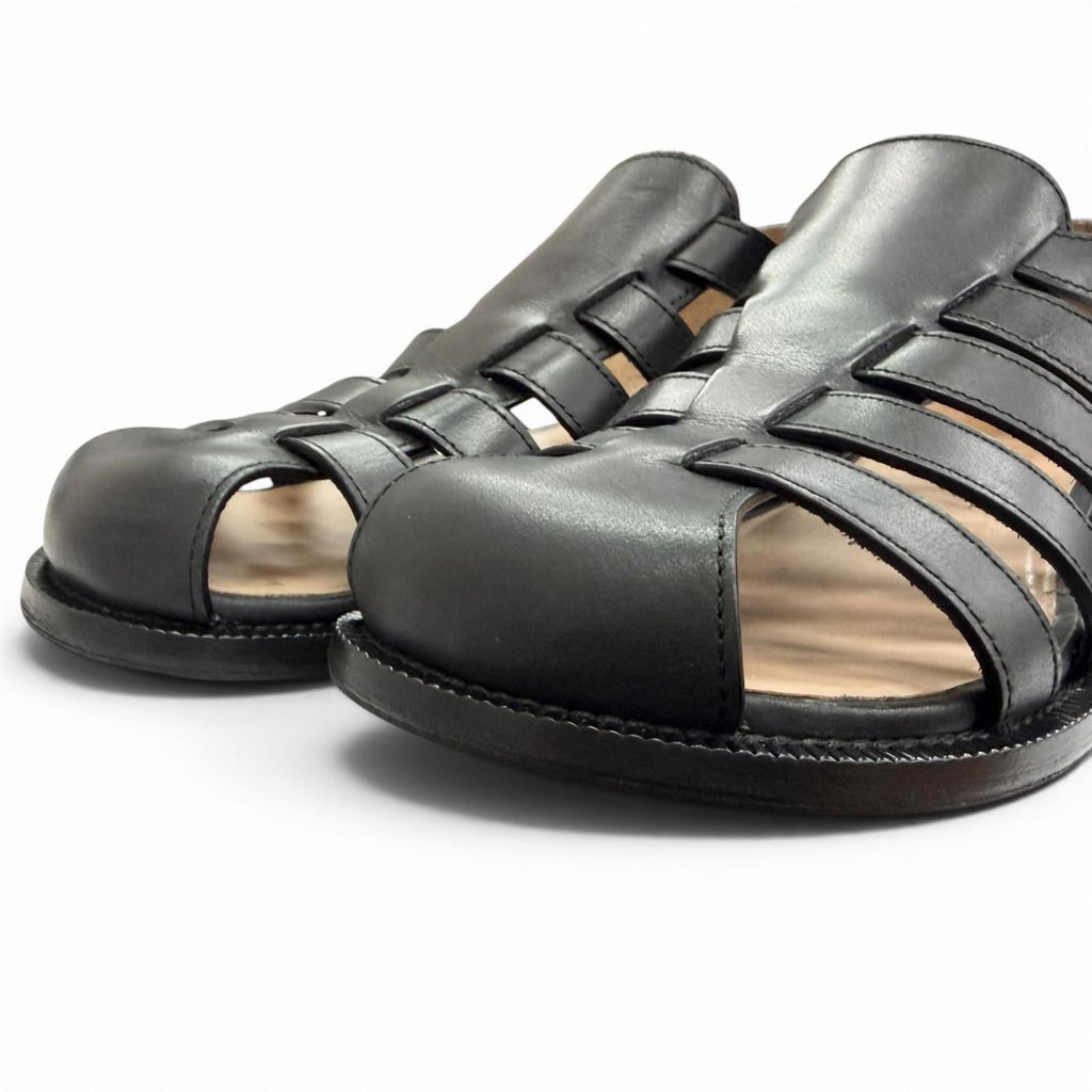 Loewe Campo Sandal Leather Logo Buckle Guruka Sandals Flat Black .5 cm — view 5