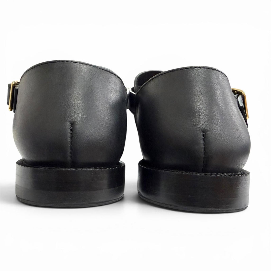 Loewe Campo Sandal Leather Logo Buckle Guruka Sandals Flat Black .5 cm — view 6