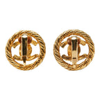 Chanel CC Logo Round Earrings Gold Plated — view 3