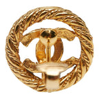 Chanel CC Logo Round Earrings Gold Plated — view 4