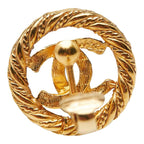 Chanel CC Logo Round Earrings Gold Plated — view 5