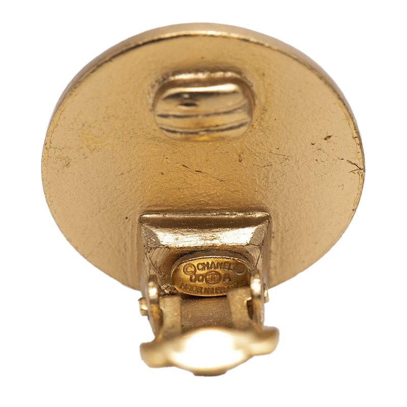 Chanel CC Logo Earrings Gold Red Plated Rhinestone — view 3