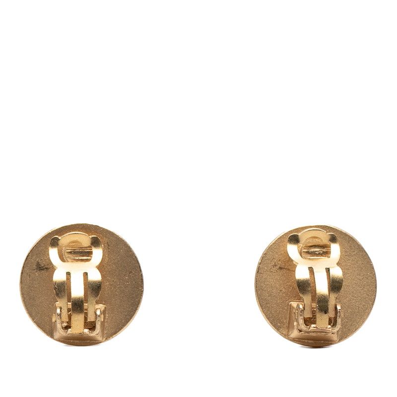 Chanel CC Logo Earrings Gold Red Plated Rhinestone — view 2