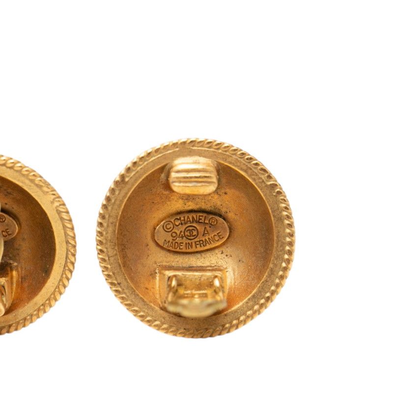 Chanel CC Logo Vintage Earrings Gold Plated — view 3