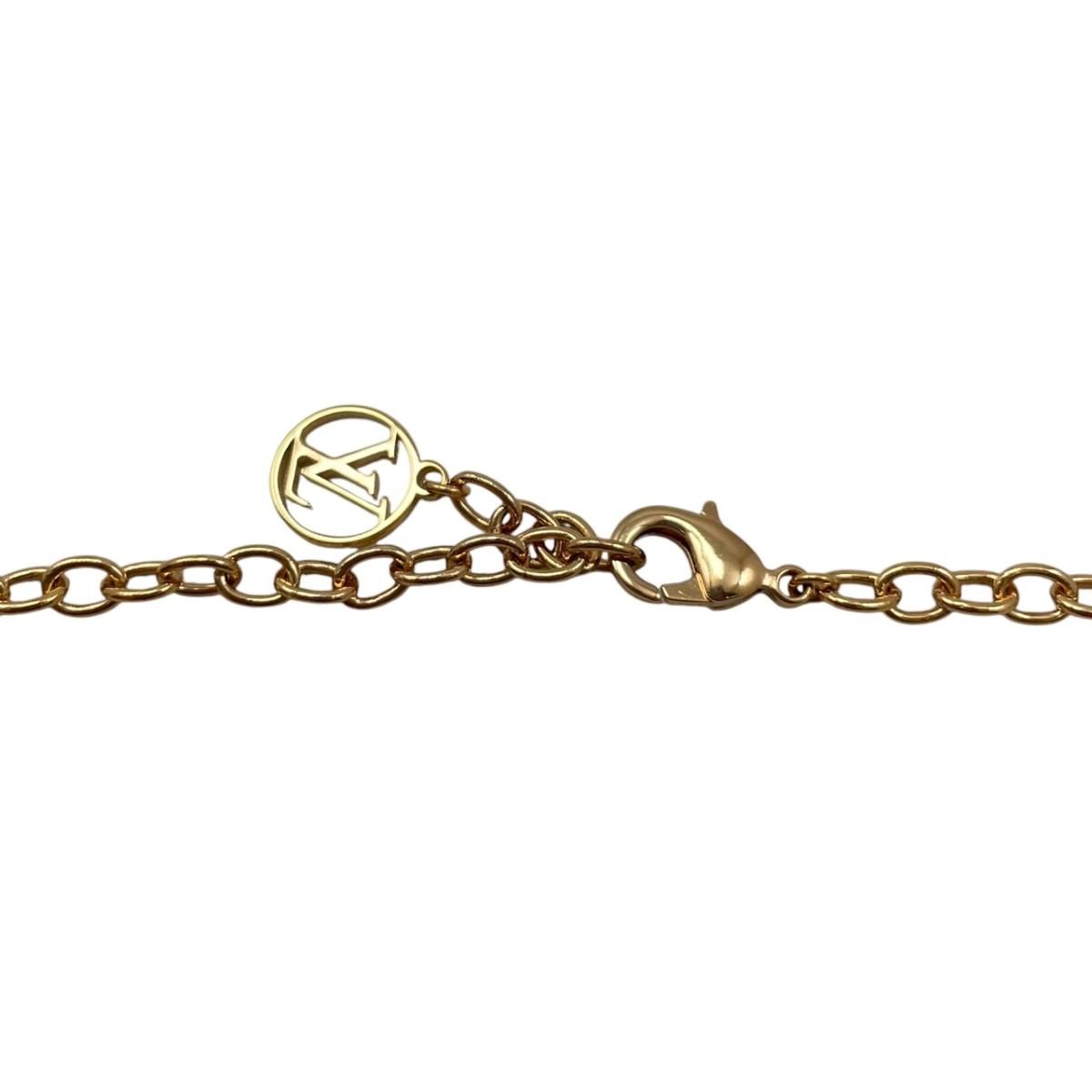 Louis Vuitton Necklace Collier Blue Monogram Flower LV Circle Gold — view 8