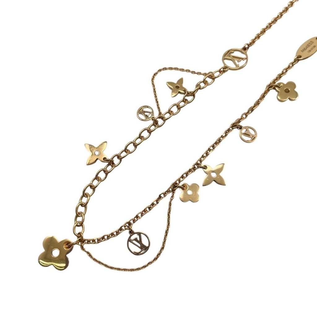 Louis Vuitton Necklace Collier Blue Monogram Flower LV Circle Gold — view 2