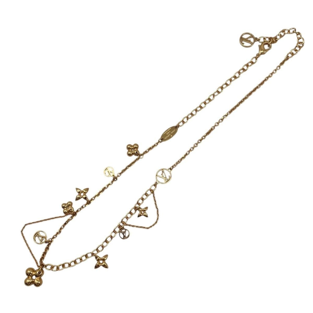 Louis Vuitton Necklace Collier Blue Monogram Flower LV Circle Gold — view 7