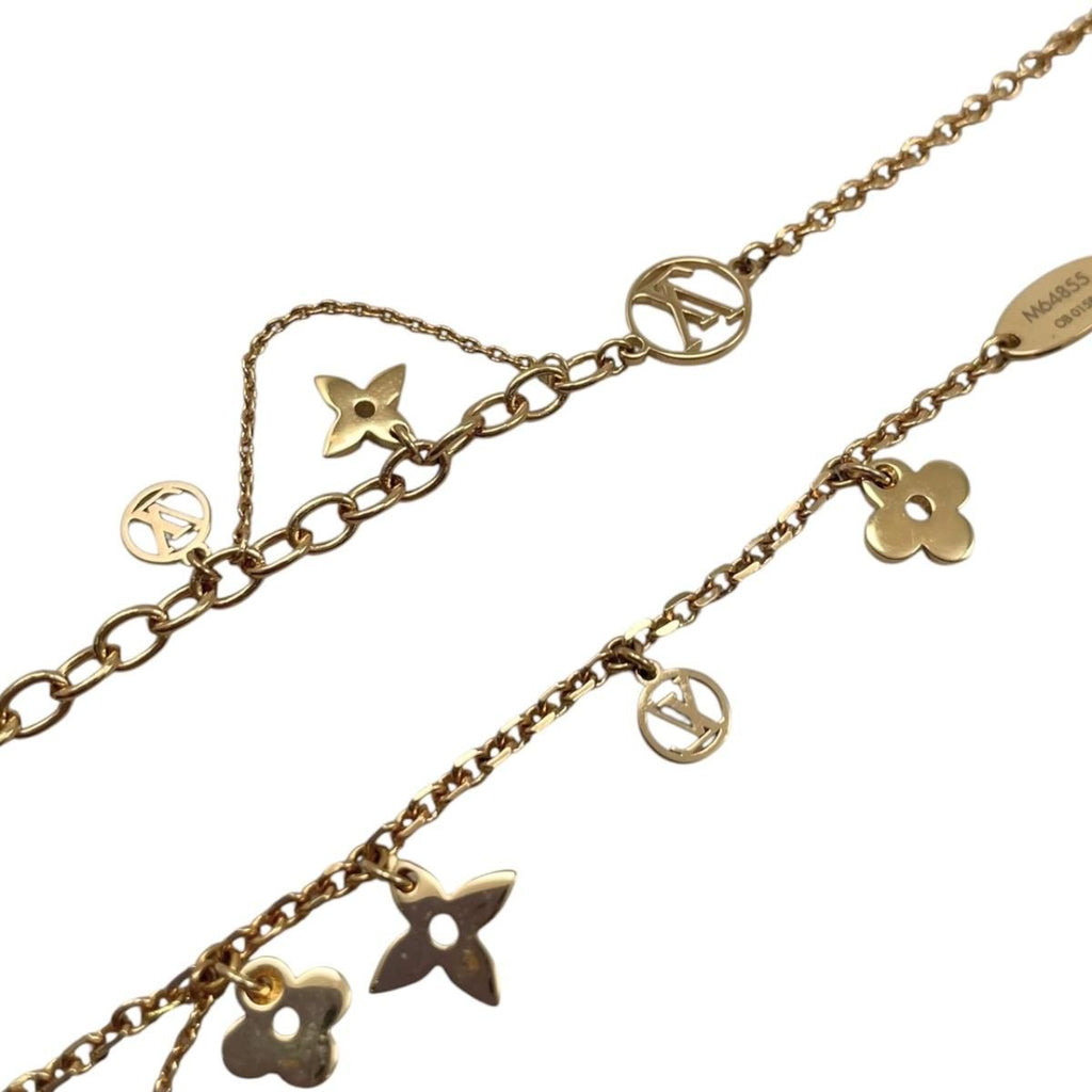 Louis Vuitton Necklace Collier Blue Monogram Flower LV Circle Gold — view 6