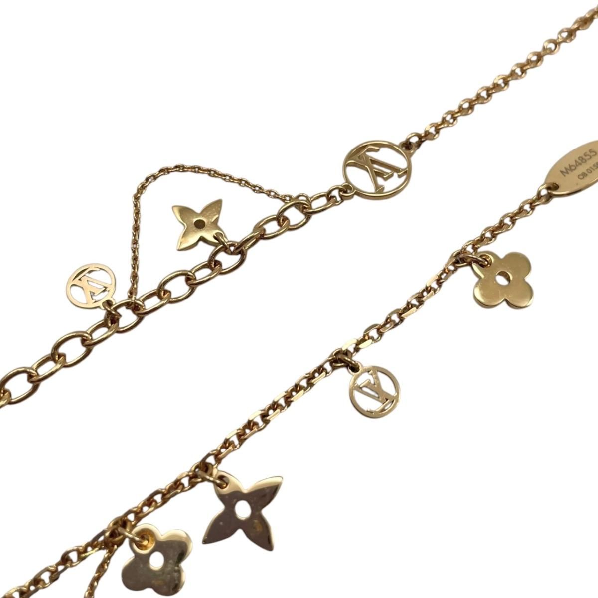 Louis Vuitton Necklace Collier Blue Monogram Flower LV Circle Gold — view 6