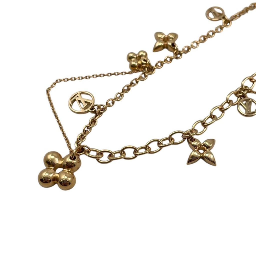 Louis Vuitton Necklace Collier Blue Monogram Flower LV Circle Gold — view 3