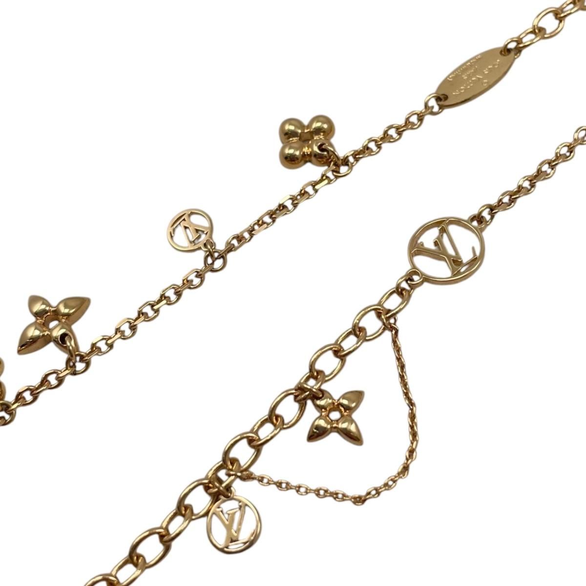 Louis Vuitton Necklace Collier Blue Monogram Flower LV Circle Gold — view 4