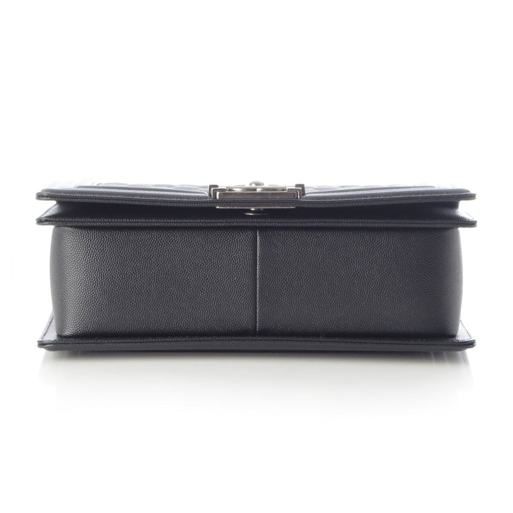 Chanel Boy Caviar Leather Chain Random Plate Shoulder Bag Black 25 — view 6