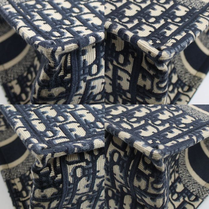 Dior Oblique Embroidery Book Tote Navy — view 5