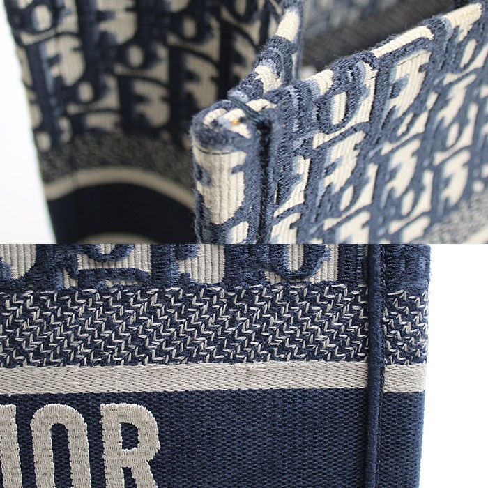 Dior Oblique Embroidery Book Tote Navy — view 6